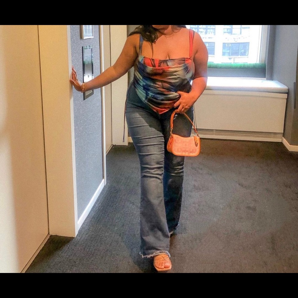 Cowl neck corset top